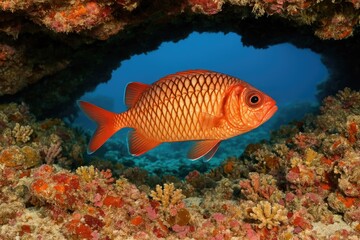 Fototapeta premium Marine creature found in coral reef cave
