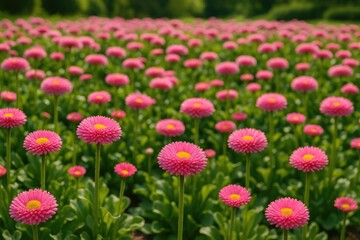 Fototapeta premium Pink Bellis Daisies in Bloom