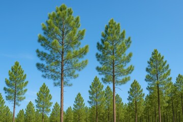 Fototapeta premium Evergreen Pines Against a Clear Blue Sky