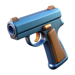 pistol, 3d cartoon ,isolated on transparent white background