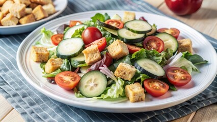 Fresh mixed greens salad with juicy red tomatoes