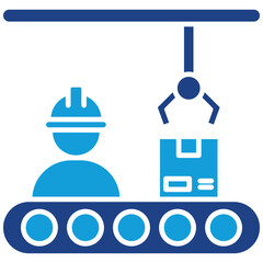 Production Line Dual Tone Icon Element For Design