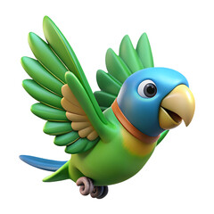 parrot, 3d cartoon ,isolated on transparent white background