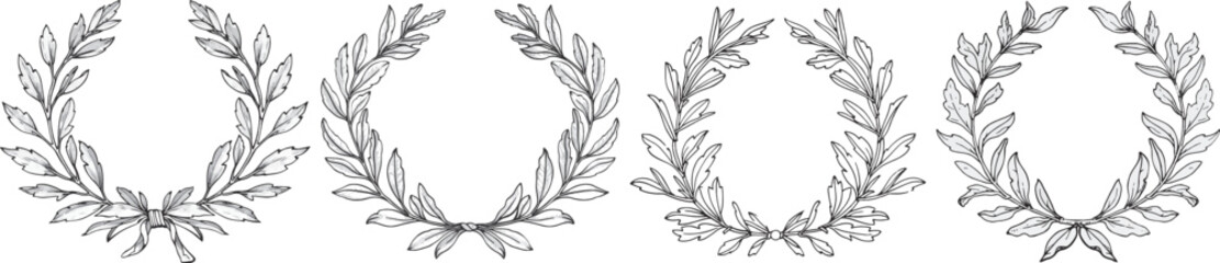 Obraz premium Laurel Wreath Vector Set. Isolated on White Background.