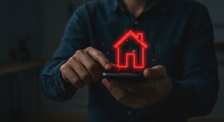 Real Estate Search App: A Man Uses His Phone to Look for Homes Online, Modern Technology Connecting People with Property Investments