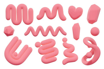Soft Pink Object Decoration set pack for design isolated background 3d rendering	
