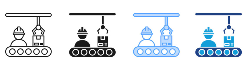 Production Line Icon Set Multiple Style Collection