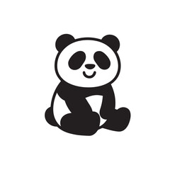 Vector art of a cute panda bear sitting isolated on white background