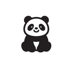 Fototapeta premium Vector art of a cute panda bear sitting isolated on white background