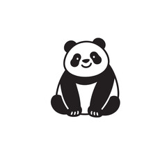 Vector art of a cute cartoon panda bear sitting isolated on white background
