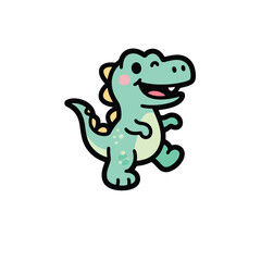 Vector art of a cute cartoon dinosaur walking isolated on white background