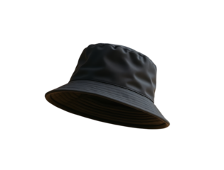 Black bucket hat with textured brim on black background black hat headwear