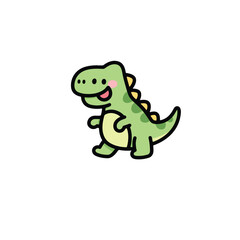 Obraz premium Vector art of a cute green cartoon dinosaur walking isolated on white background