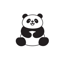 Vector art of a cute cartoon panda bear sitting isolated on white background