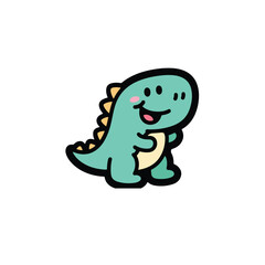 Vector art of a cartoon dinosaur character isolated on white background
