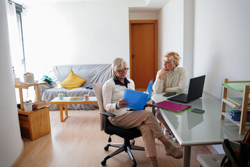 Senior women enjoying time together at home