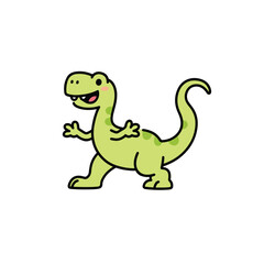 Vector art of a cartoon green dinosaur isolated on white background