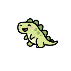 Vector art of a cartoon green dinosaur isolated on white background
