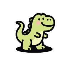 Vector art of a cute cartoon dinosaur with a happy expression isolated on white background