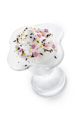 Whipped Cream Delight with Sprinkles isolated on white background