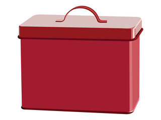 Red vintage metal lunchbox with handle