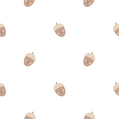Cute Seamless Autumn Pattern with Smiling Acorns – Baby print, Little acorns pattern, forest wallpaper, autumn pattern, kids print