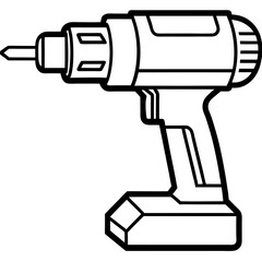 Handheld Power Drill Outline Illustration