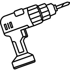 Handheld Power Drill Outline Illustration