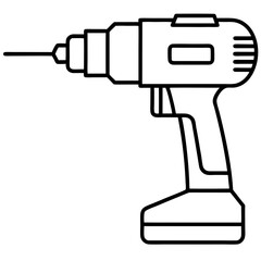 Handheld Power Drill Outline Illustration