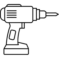 Handheld Power Drill Outline Illustration