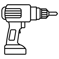 Handheld Power Drill Outline Illustration