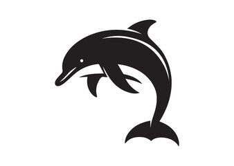 Obraz premium Dolphin Black Silhouette Vector Illustration
