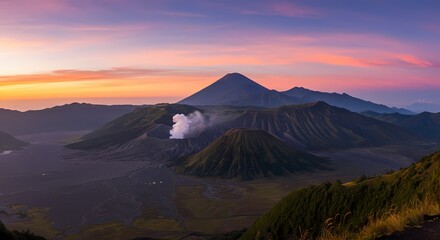 Majestic Volcanic Landscape at Sunrise Breathtaking Panoramic View