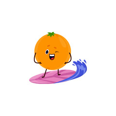 Summer Orange Sitting Cheerfully on Surfboard