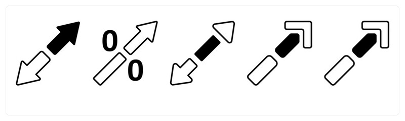 A set of 5 mix icons as arrow, map, navigation