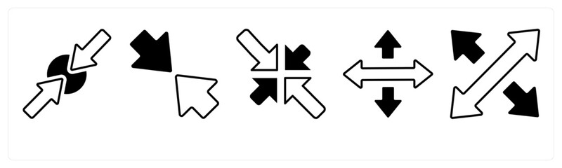 A set of 5 mix icons as arrow, map, navigation