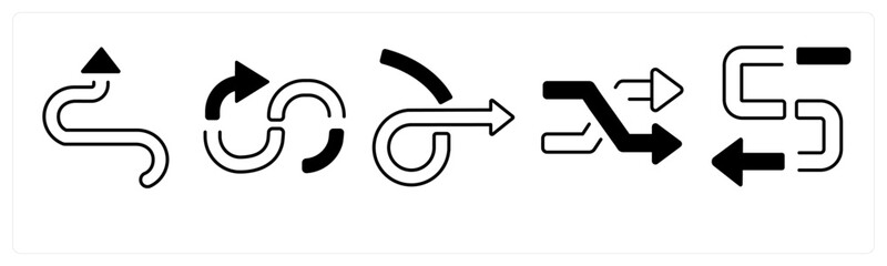 Naklejka premium A set of 5 mix icons as arrow, map, navigation