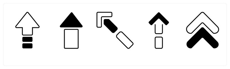 A set of 5 mix icons as arrow, map, navigation