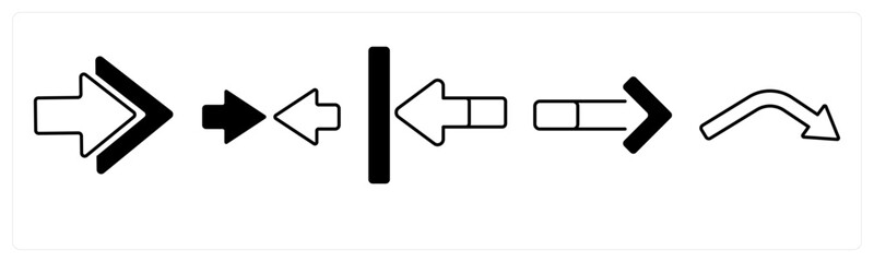 A set of 5 mix icons as arrow, map, navigation