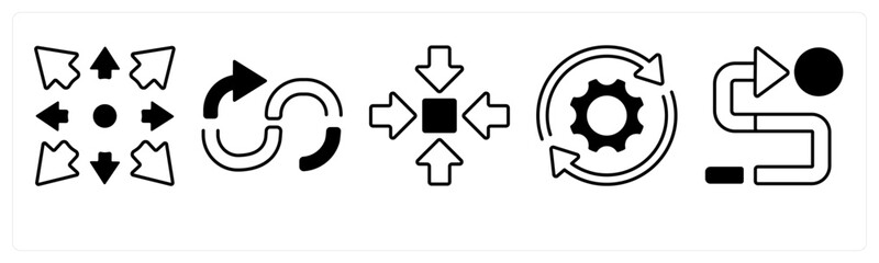 Naklejka premium A set of 5 mix icons as arrow, map, navigation