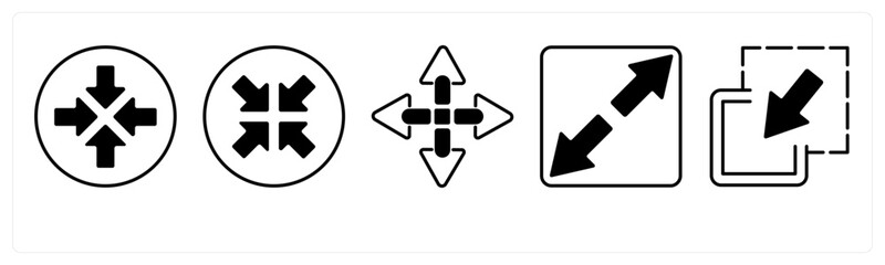 A set of 5 mix icons as arrow, map, navigation