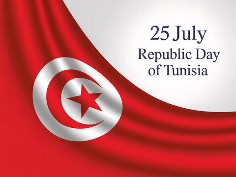 Celebration of tunisia republic day on july twenty fifth with flag and text design