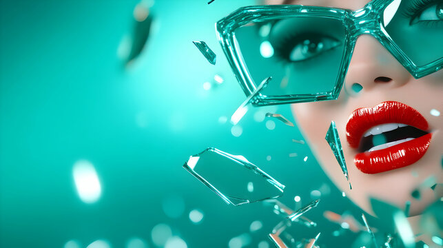 3D rendering of female robot head that shatters