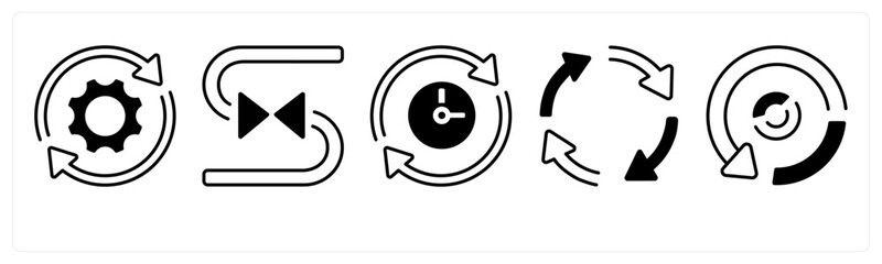 A set of 5 mix icons as arrow, map, navigation