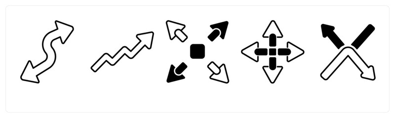 A set of 5 mix icons as arrow, map, navigation
