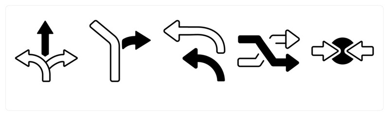 A set of 5 mix icons as arrow, map, navigation