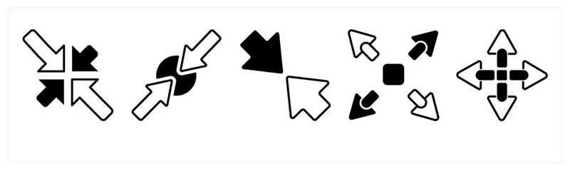 A set of 5 mix icons as arrow, map, navigation