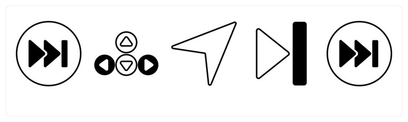 A set of 5 mix icons as arrow, map, navigation