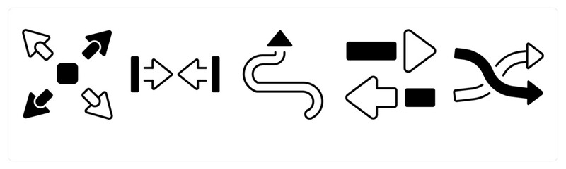 A set of 5 mix icons as arrow, map, navigation