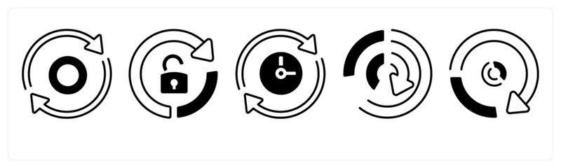 A set of 5 mix icons as arrow, map, navigation